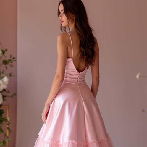 Sophisticated Pink Evening Dress & Prom Dress with Ruched Bodice and Slit