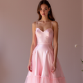 Sophisticated Pink Evening Dress & Prom Dress with Ruched Bodice and Slit