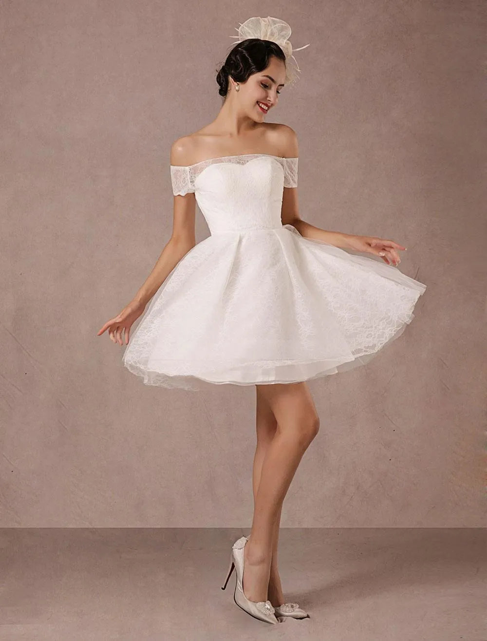 Vintage Short Lace Wedding Dress Modern Bow Satin Court Train Sleeves Bridal Gowns Bridal Gown Princess White Vestido De Novia Mermaid Satin