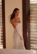 Luxurious Mermaid Wedding Gown with Sequin Lace, Strapless Sweetheart Neckline, and a Flattering Natural Waistline for a Glamorous Bridal Look