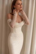 Modern Sexy Mermaid Wedding Dress Glitter Shiny Tulle Long Sleeveless For Women Bridal Gowns Vestido De Noiva