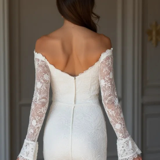 Short Wedding Dress with Flattering Fit for a Romantic Bridal Look