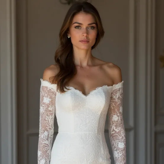 Short Wedding Dress with Flattering Fit for a Romantic Bridal Look