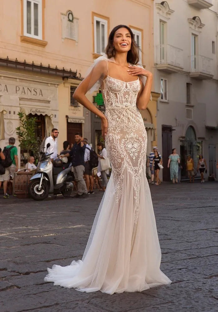 Wedding Dress Spaghetti Strap Sheath Dress Spaghetti Strap Wedding