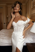 Simple Wedding Dresses est Bridal Gowns Sexy Strapless Backless High Slit Robe For Formal Party Pretty Vestidos De Novia