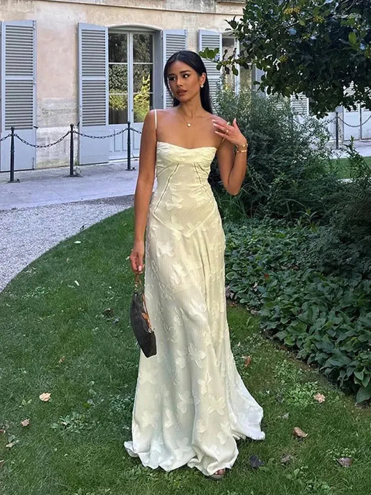 Charming Spaghetti Strap Floral Print Stain Evening Dress Sexy A-Line Boat Neck Sleeveless Floor Length Lace Up Prom Gowns Robes