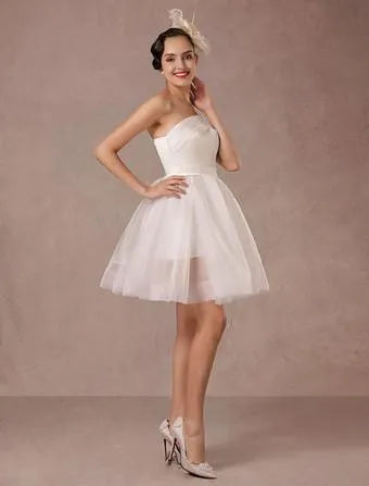 One Shoulder Above Knee Length Wedding Gown Bow Satin Court Train Sleeves White Bridal Princess Gown Vestido De Novia Modern Wedding Dress Satin Mermaid