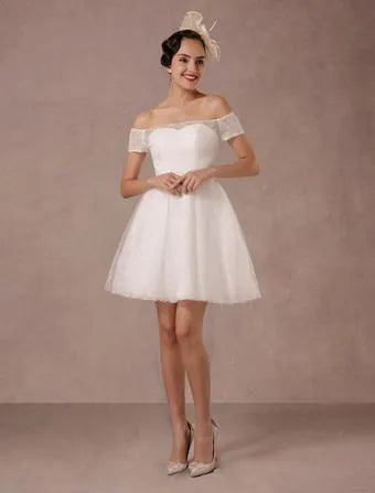 Vintage Short Lace Wedding Dress Modern Bow Satin Court Train Sleeves Bridal Gowns Bridal Gown Princess White Vestido De Novia Mermaid Satin