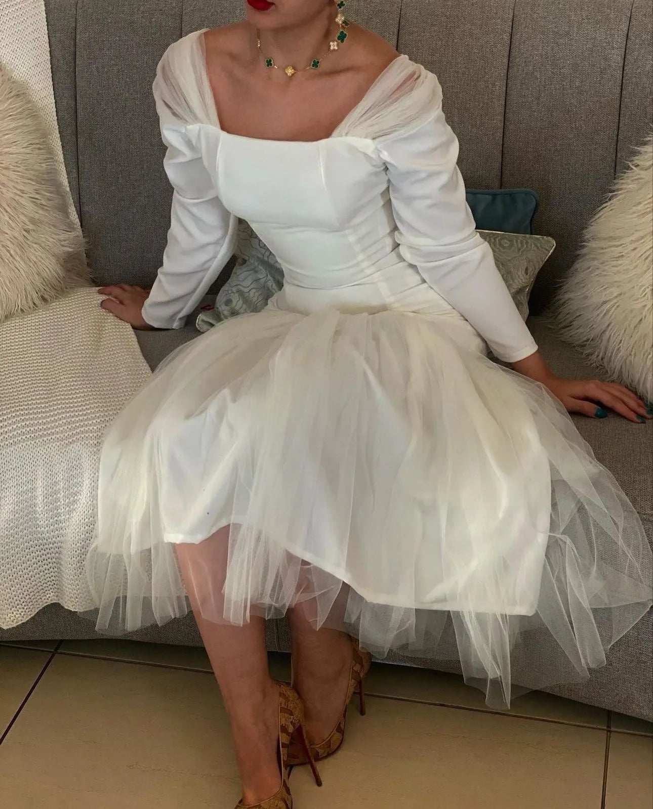 Simple Off Shoulder Satin Mermaid Wedding Dress Gorgeous Tulle Short Custom Evening Bridal Gowns Dresses Sexy Custom Made