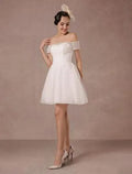 Vintage Short Lace Wedding Dress Modern Bow Satin Court Train Sleeves Bridal Gowns Bridal Gown Princess White Vestido De Novia Mermaid Satin
