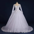 A-Line Luxury Princess Wedding Dresses Long Sleeve Lace Charming Bride Dress For Women