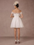 Vintage Short Lace Wedding Dress Modern Bow Satin Court Train Sleeves Bridal Gowns Bridal Gown Princess White Vestido De Novia Mermaid Satin