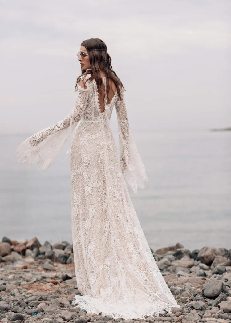 Boho Vestito Mare Bianco Sposa Boho Chic Abiti Da Sposa Per