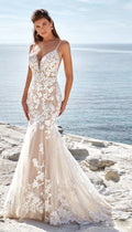 Beach Mermaid Wedding Dress For Women Spaghetti Straps Appliques Lace Sweep Train Backless Bridal Gowns Custom Made Ivory