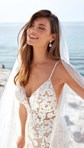 Beach Mermaid Wedding Dress For Women Spaghetti Straps Appliques Lace Sweep Train Backless Bridal Gowns Custom Made