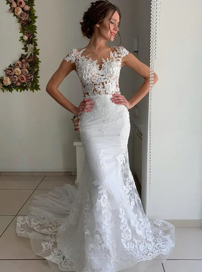 Graceful Wedding Dresses Strapless Pleats Organza with Floral Applique Lace-up Back Plus Size Wedding Dresses Custom Made