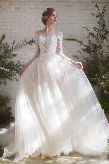 Arrival Vestido De Noiva Long Sleeve Wedding Dresses Tulle Lace Bride Dresses Wedding Gowns Vintage Wedding Dresses Custom Color