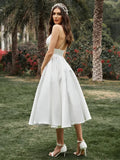 Simple Short Wedding Dress For Women Civil A Line V Neck Spaghetti Straps Bridal Gown Tea-Length Robe De Mariee