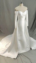 Simple Satin Off Shoulder Mermaid Wedding Dress A-Line Tulle Long Sleeves Bridal Gowns Sexy Back Sweetheart Vestidos De Novia