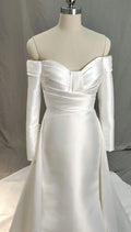 Simple Satin Off Shoulder Mermaid Wedding Dress A-Line Tulle Long Sleeves Bridal Gowns Sexy Back Sweetheart Vestidos De Novia