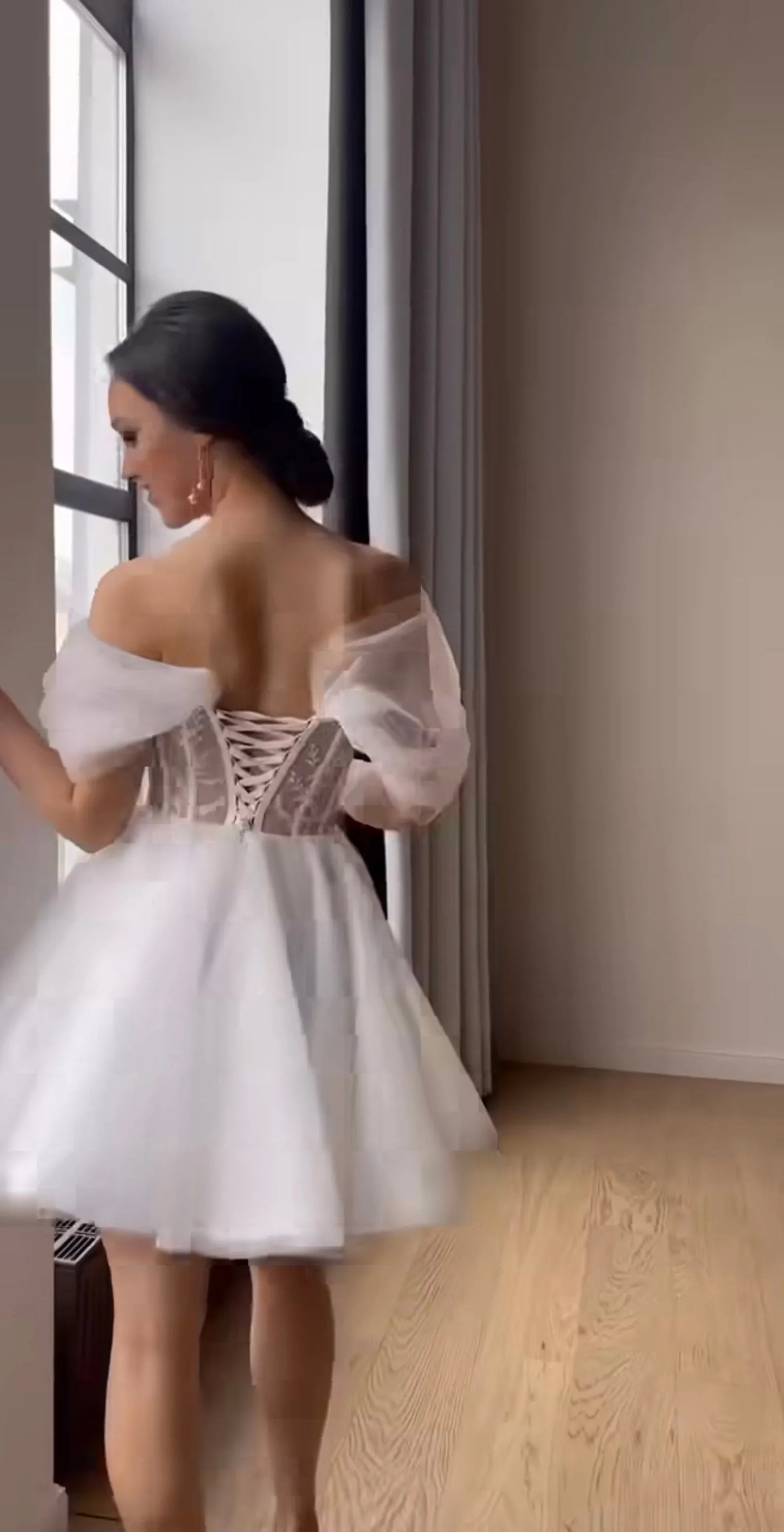 Simple Short Bride Wedding Dresses Appliques Lace Sweetheart Corset Back Formal Party Dress A Line Princess Bridal Gowns