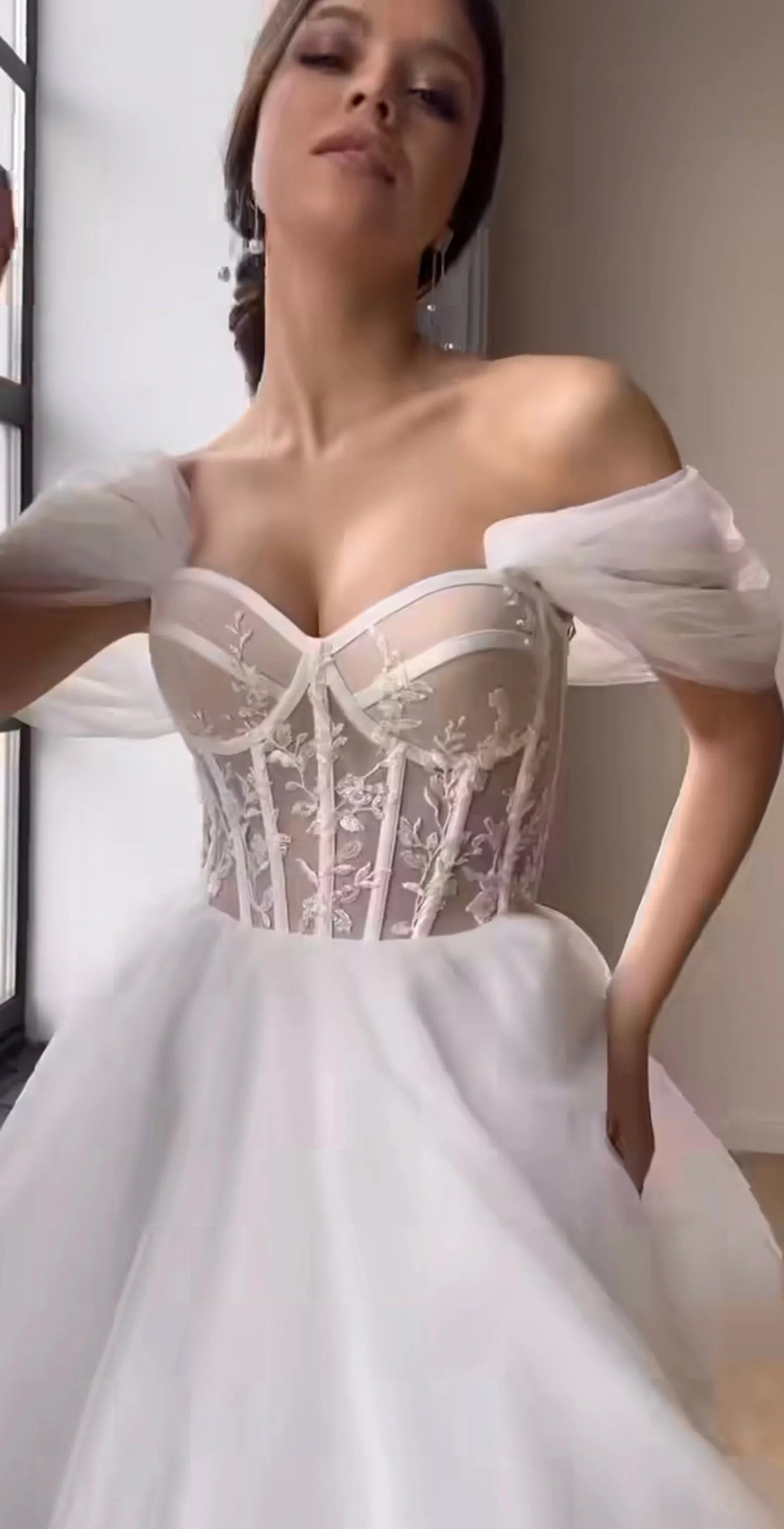 Simple Short Bride Wedding Dresses Appliques Lace Sweetheart Corset Back Formal Party Dress A Line Princess Bridal Gowns