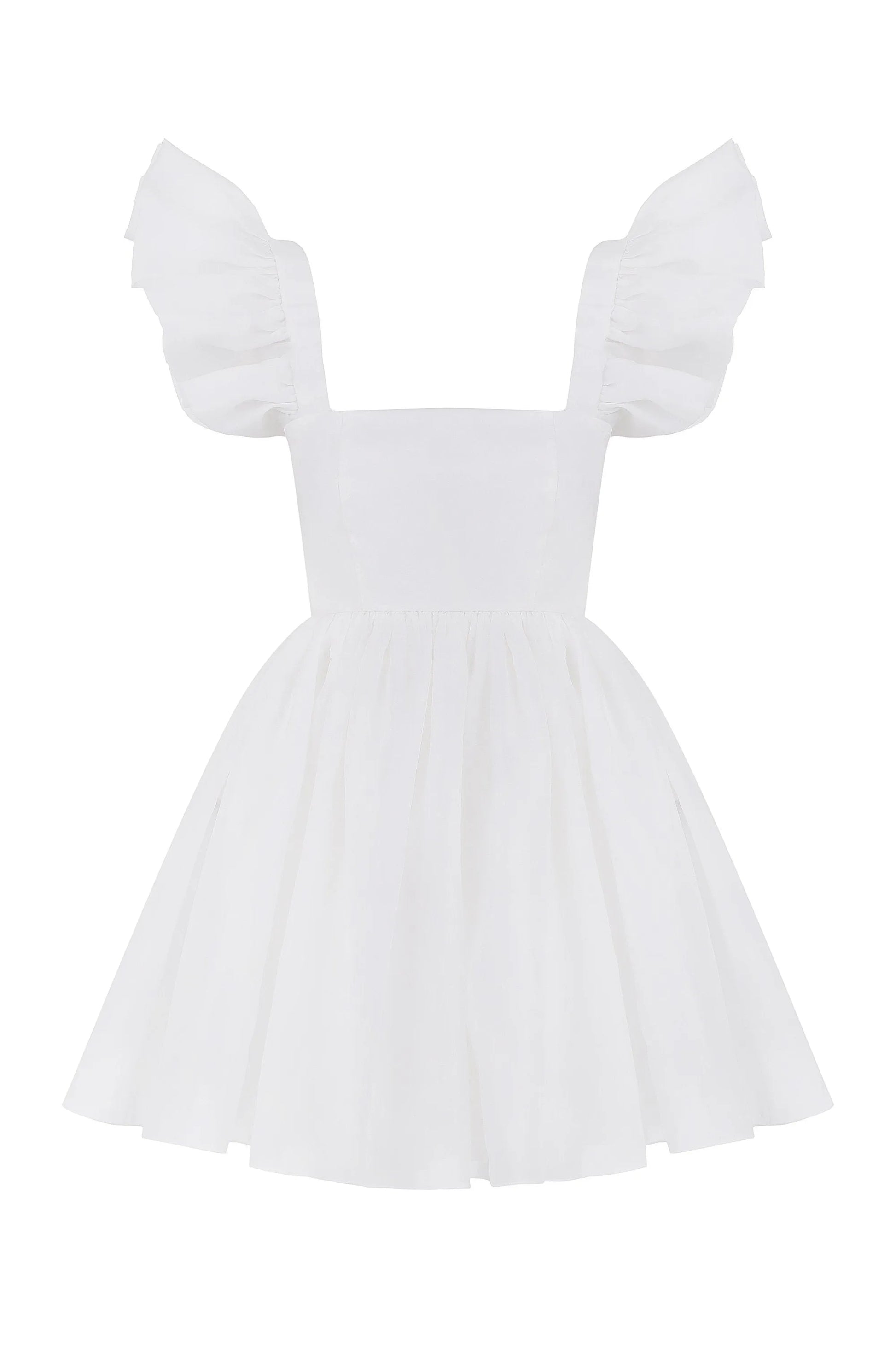 Ruffles Spaghetti Straps Mini Short Bridal Dress Lace Up Back Simple Sleeveless Above Knee Length Wedding Gown