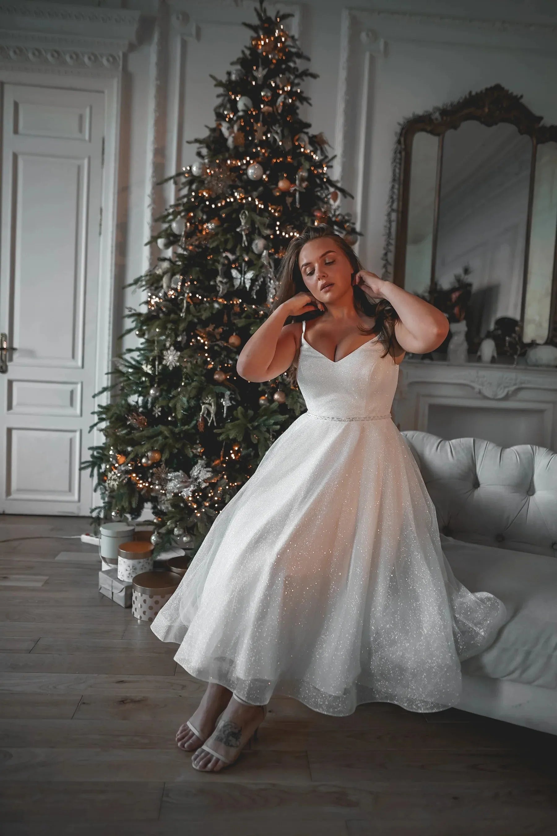 Plus-Size Shiny Wedding Dress Satin Mermaid Princess Bridal Gown Bow Vestido De Novia Simple Court Train Dress