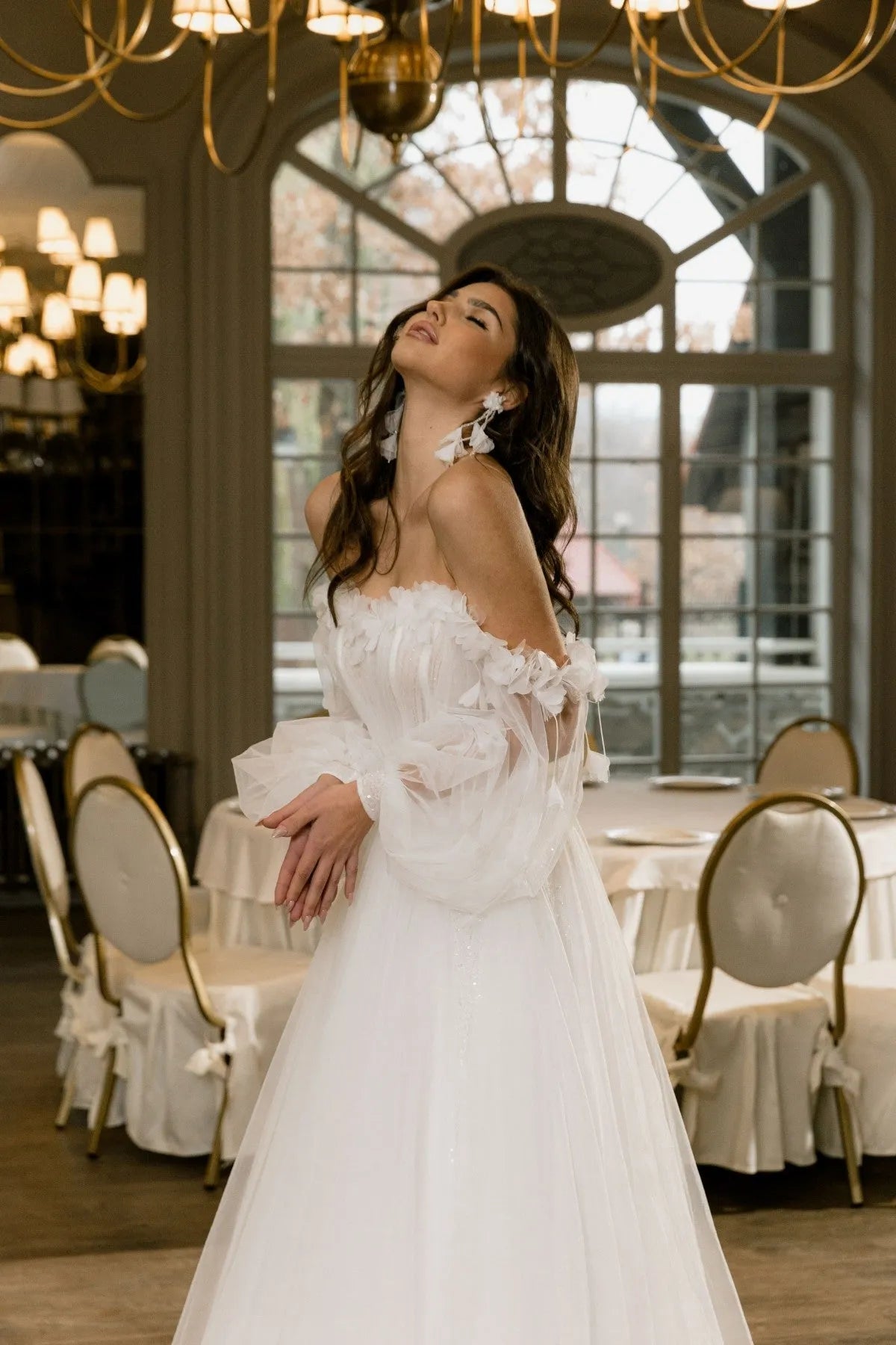 Shiny Off Shoulder Tulle Princess Wedding Dresses For Women Puff Sleeve Boho Bride dresses Bridal Gowns Vestidos De Novia