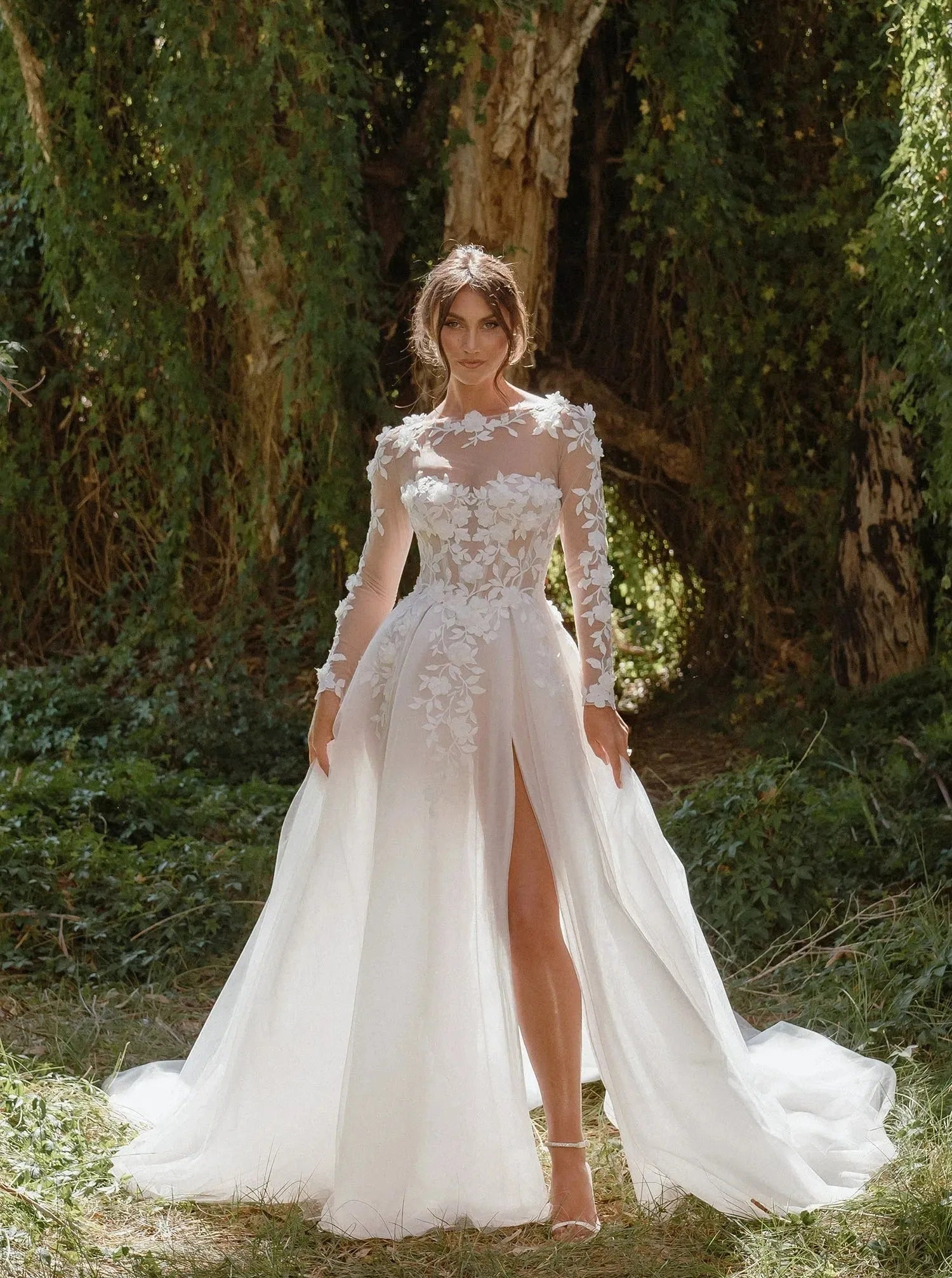 Vestidos de novia vintage, línea A, tul, vestidos de novia escalonados