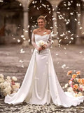 Luxury Detachable Mermaid Wedding Dresses Women's Elegant Sexy Sweetheart Princess Pleat Satin Bridal Gowns Formal Fashion Party Champagne