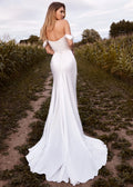 Sexy Mermaid Strapless White Wedding Dress With High Side Split Off The Shoulder Beach Backless Bride Gown Button Robe de mariée