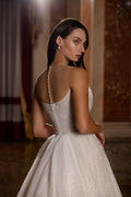Long Wedding Dress A Line Shiny Glitter Tulle Bride Dresses