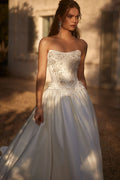 Graceful Strapless With Corset Bride Robe Shiny Sequins Beads Wedding Dress High Quality Bridal Gown