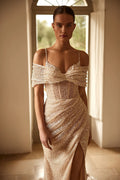 Glitter Mermaid Wedding Dresses For Woman Off Shoulder Court Train