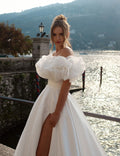 White Formal Wedding Dresses Off The Shoulder High Split Bridal Dress Boho Beach Wedding Prom Ball Gowns