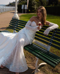 Gorgeous Sweetheart Wedding Dress Mermaid Lace Illusion Bride Gowns Detachable Sleeve New Vestidos De Novia For Bride