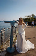 Gorgeous Sweetheart Wedding Dress Mermaid Lace Illusion Bride Gowns Detachable Sleeve New Vestidos De Novia For Bride