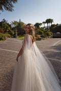 Wedding Dresses for Women Backless Sleeveless Deep V Neck Tulle with Appliques