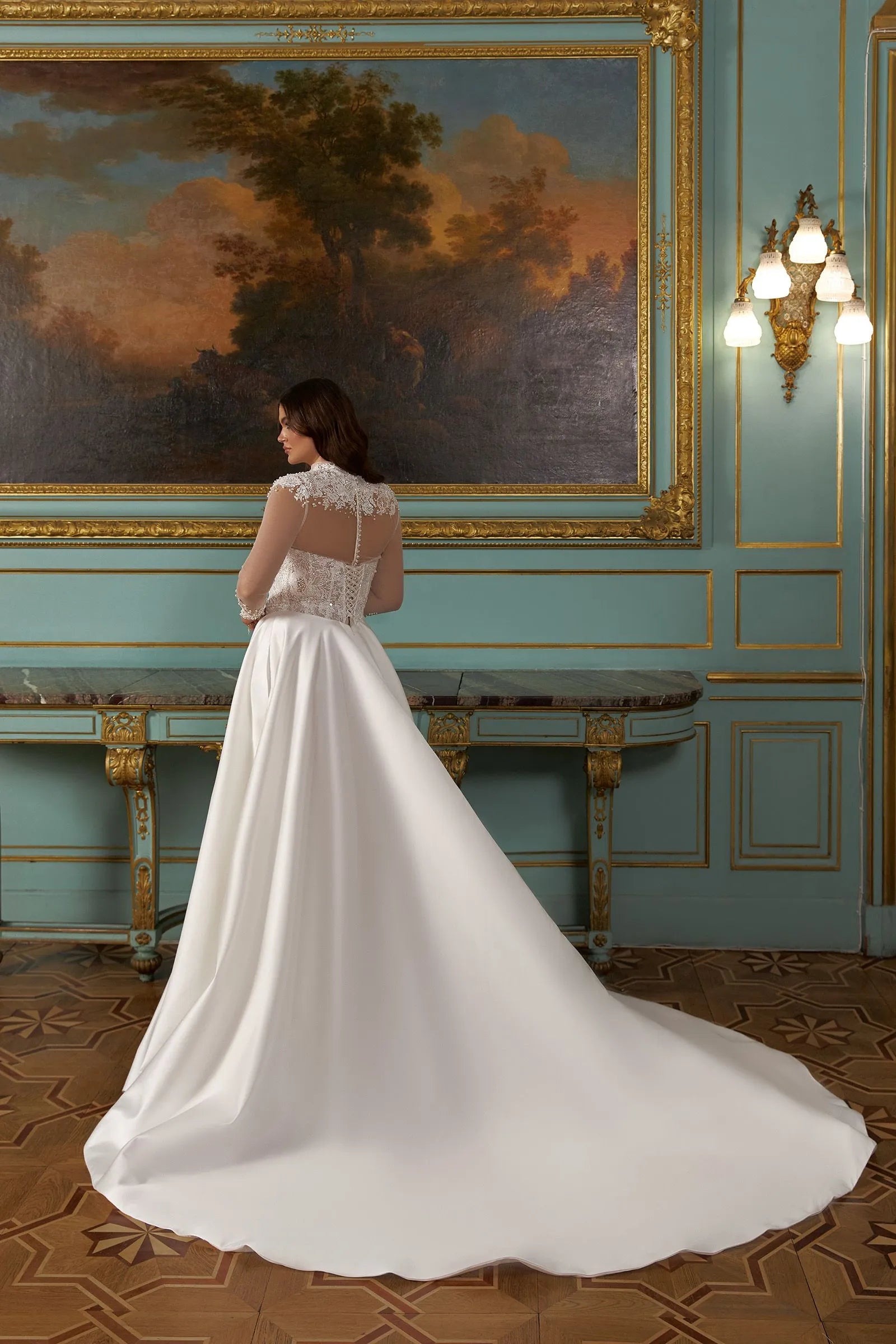 Exquisite Long Sleeves Wedding Dresses Princess Applique Lace Dress For Wedding Ceremony A-Line