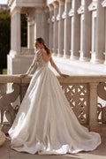 Long Sleeve Wedding Dress Sweetheart Backless A-Line Women Bride Gown