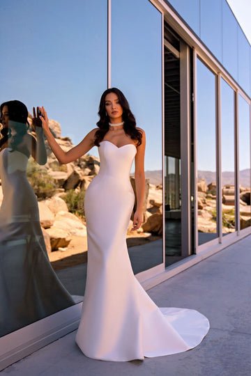Sweetheart Wedding Dress Mermaid Sweep Train Sleeveless Sweep Train Zipper Back