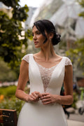 Elegant Simple Satin Wedding Dresses for Women A-Line Sweep Train Backless Bride Gown