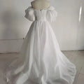 Boho Off The Shoulder Princess Wedding Dress Sweetheart Appliqued Puff Sleeves Bride Dress A-Line Backless For Bride Gown