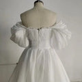 Boho Off The Shoulder Princess Wedding Dress Sweetheart Appliqued Puff Sleeves Bride Dress A-Line Backless For Bride Gown