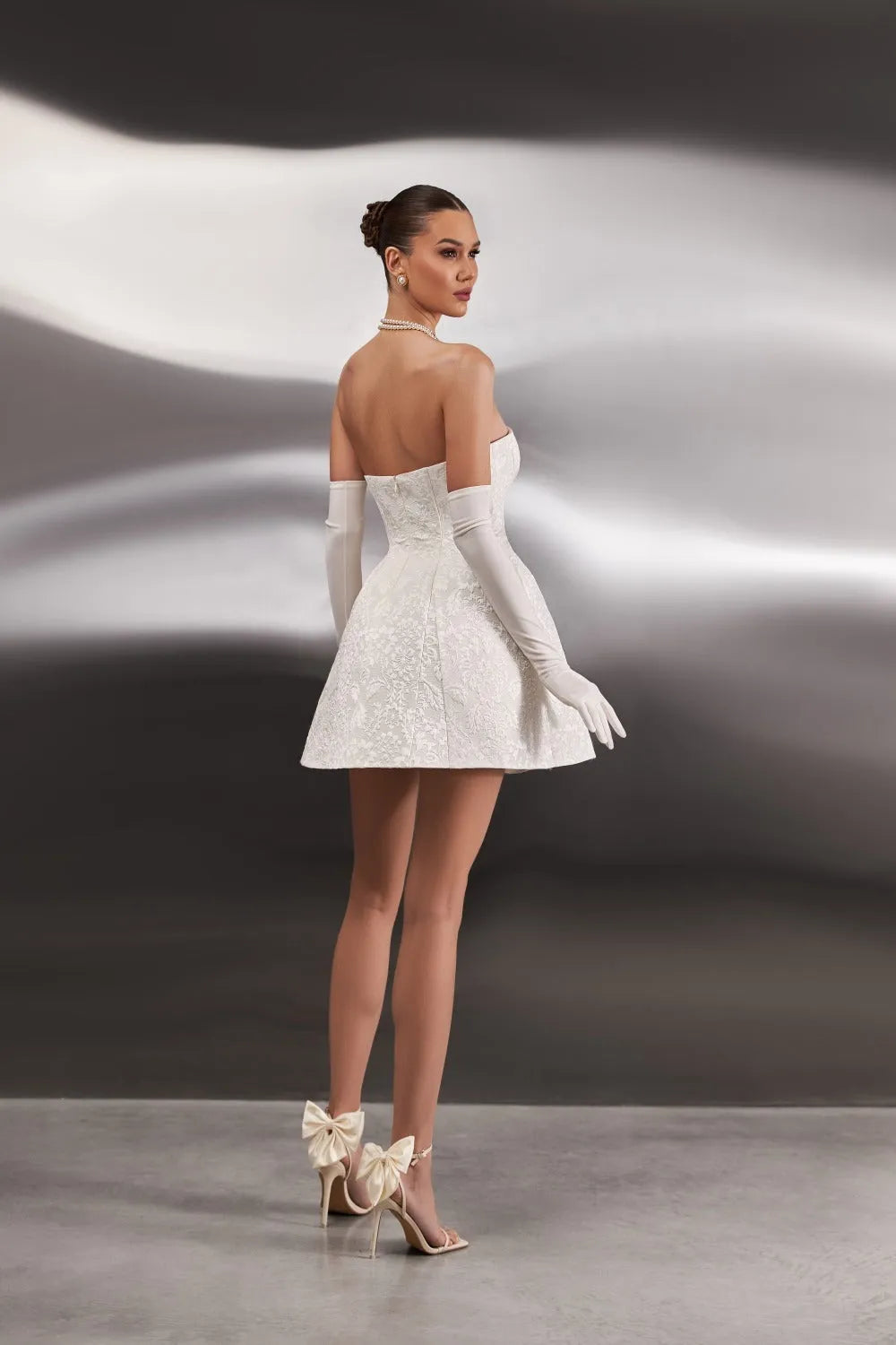 Civil Wedding Dress Vestido De Novia Bow Court Train Modern Satin Mermaid Princess Bridal Sleeveless Gown