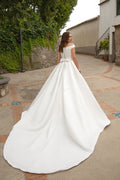 Elegant Boat Neck Wedding Dress Modern Satin Mermaid Gown Vestido De Novia Bow Court Train Princess Bridal Sleeveless