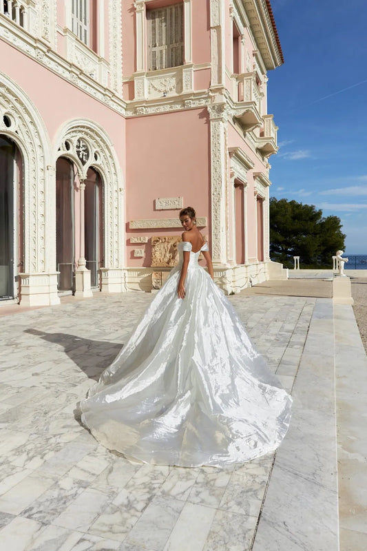 Boat Neckline Dress Bow Court Train Modern Satin Vestido De Novia Wedding Mermaid Princess Bridal Sleeveless Gown