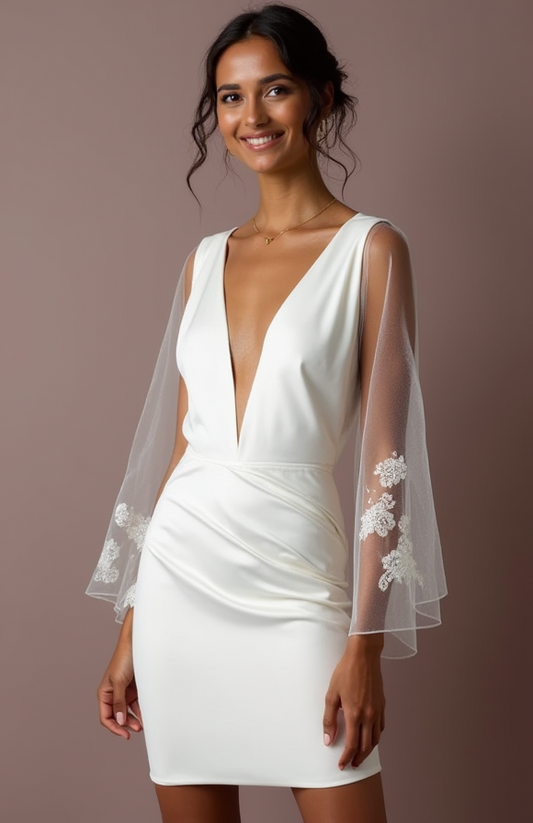 Short Mini Wedding Dress for Outdoor Ceremonies and Casual Weddings