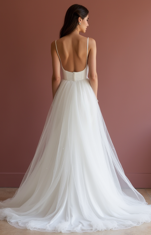 Princess White Wedding Dress with a Dramatic Skirt for a Grand Bridal Moment